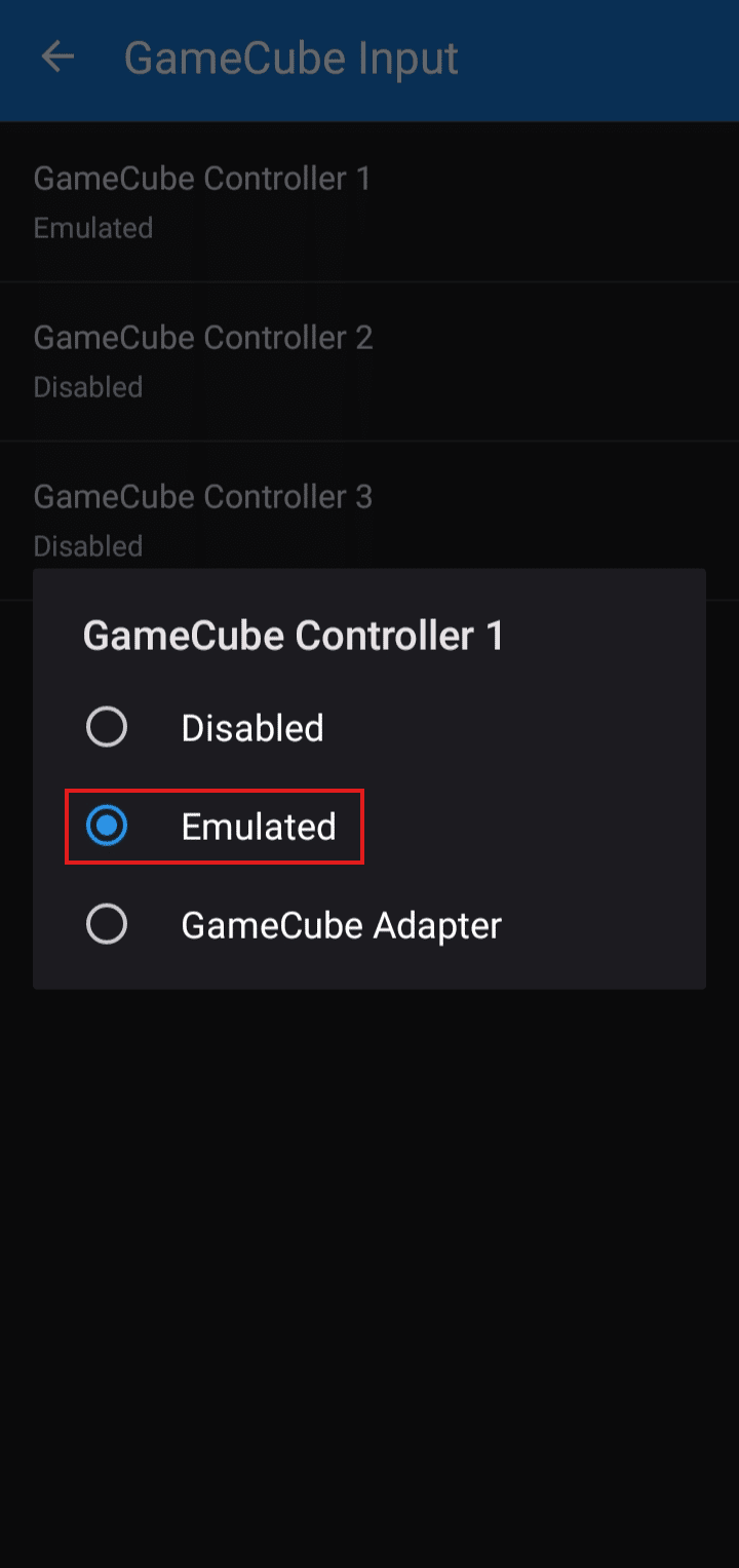 Tap on Emulated. | How to Use Xbox 360 Controller on Dolphin Emulator