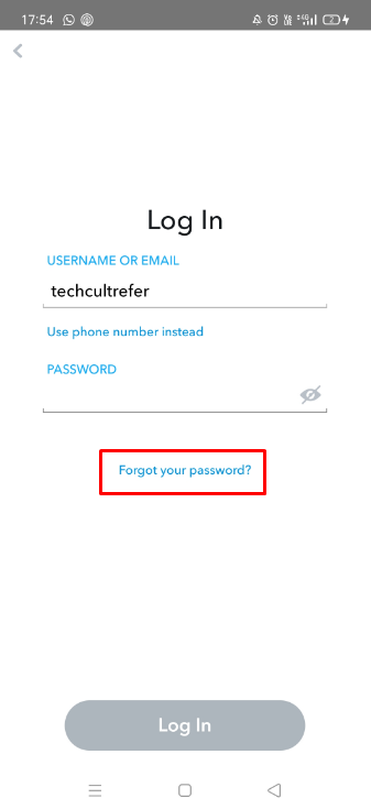 Tippen Sie auf „Passwort vergessen“.