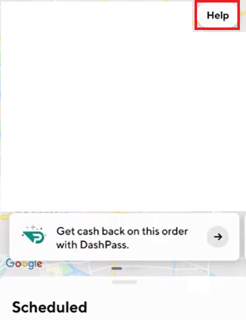 Tap on Help at the top right corner | How to Change DoorDash Location