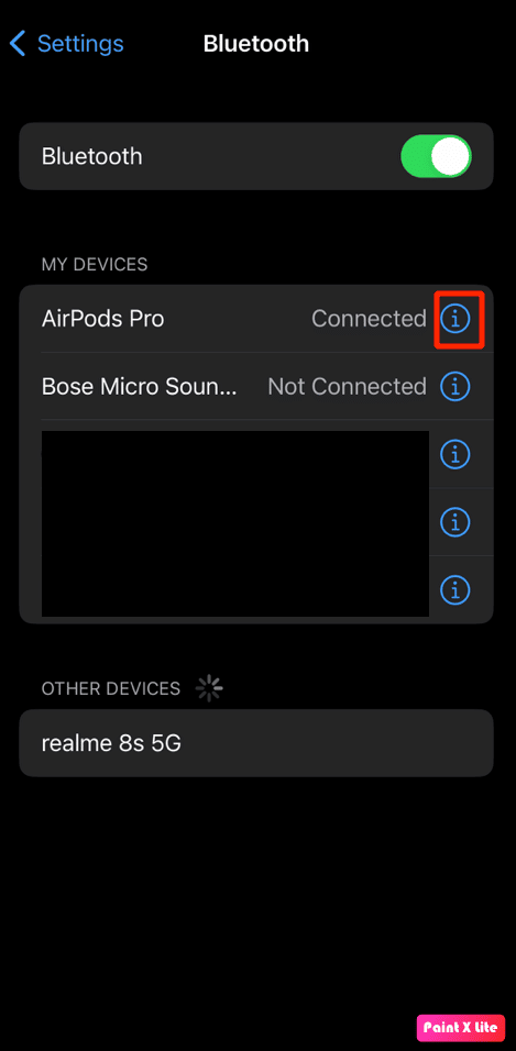 tap on i icon | How to Fix AirPods Connected but Sound Coming from Phone