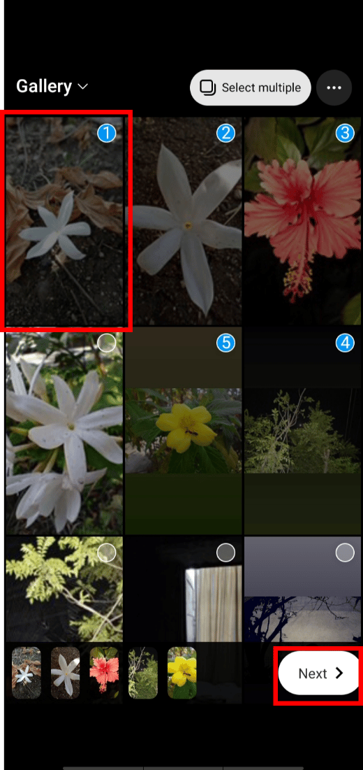 Tap on Image to select, once done selecting, tap Next | How to Create Instagram Reels like a Pro