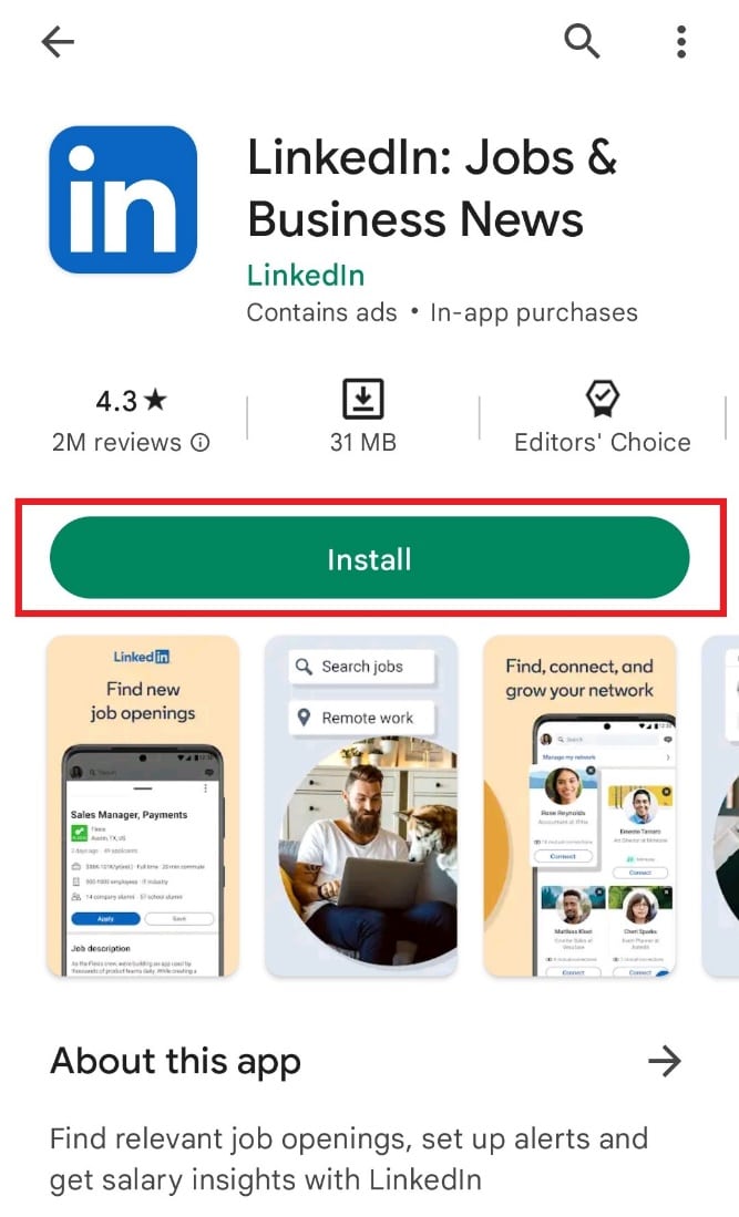 Tap on Install. Fix LinkedIn App Not Showing Images