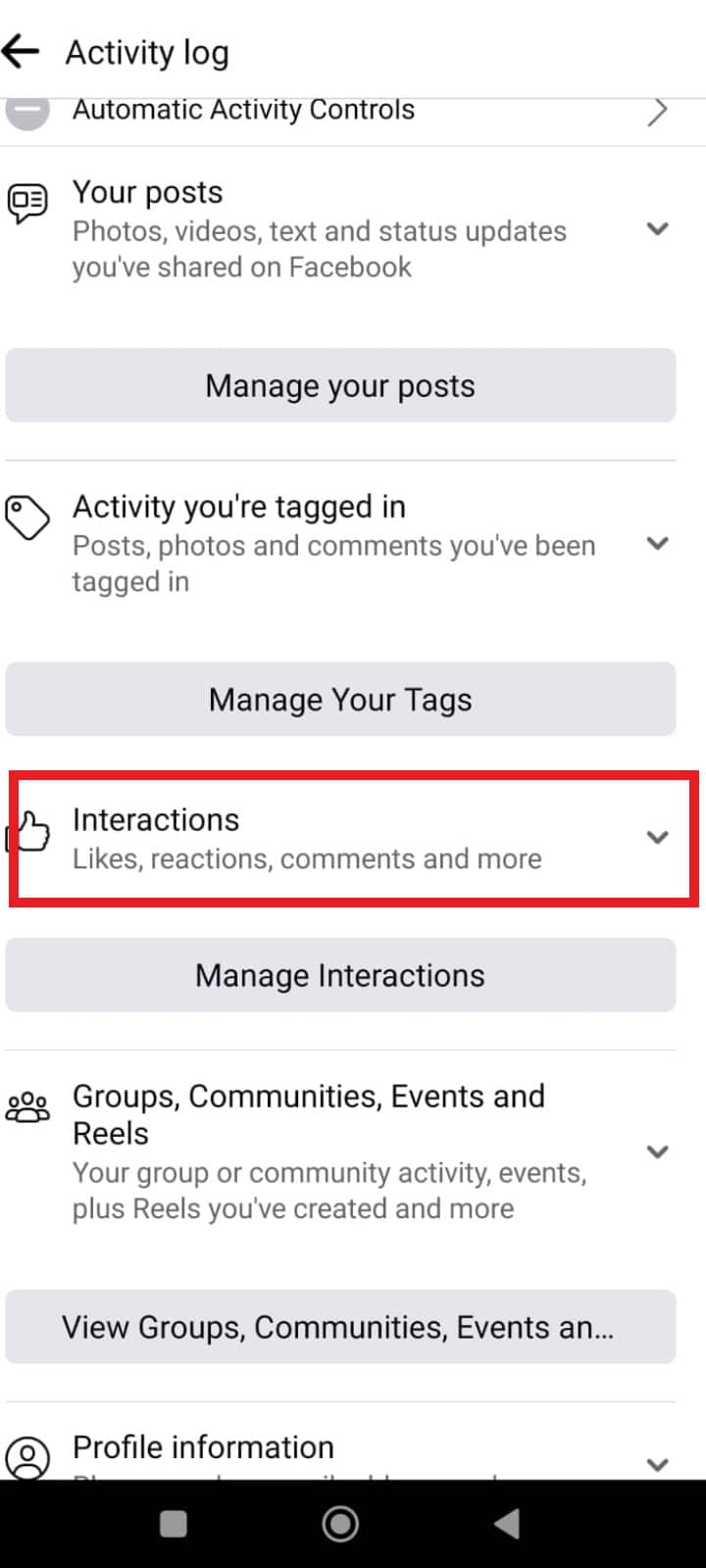 Tap on Interactions.
