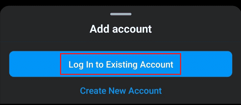 Tap on Log In to Existing Account