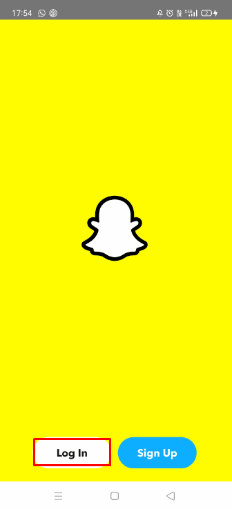 Tap on Log In | How Do I Get My Old Snapchat Account Back