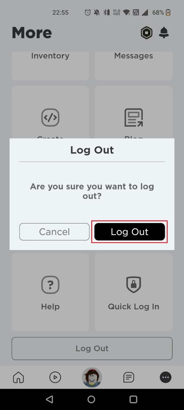 Tap on Log Out in the pop-up
