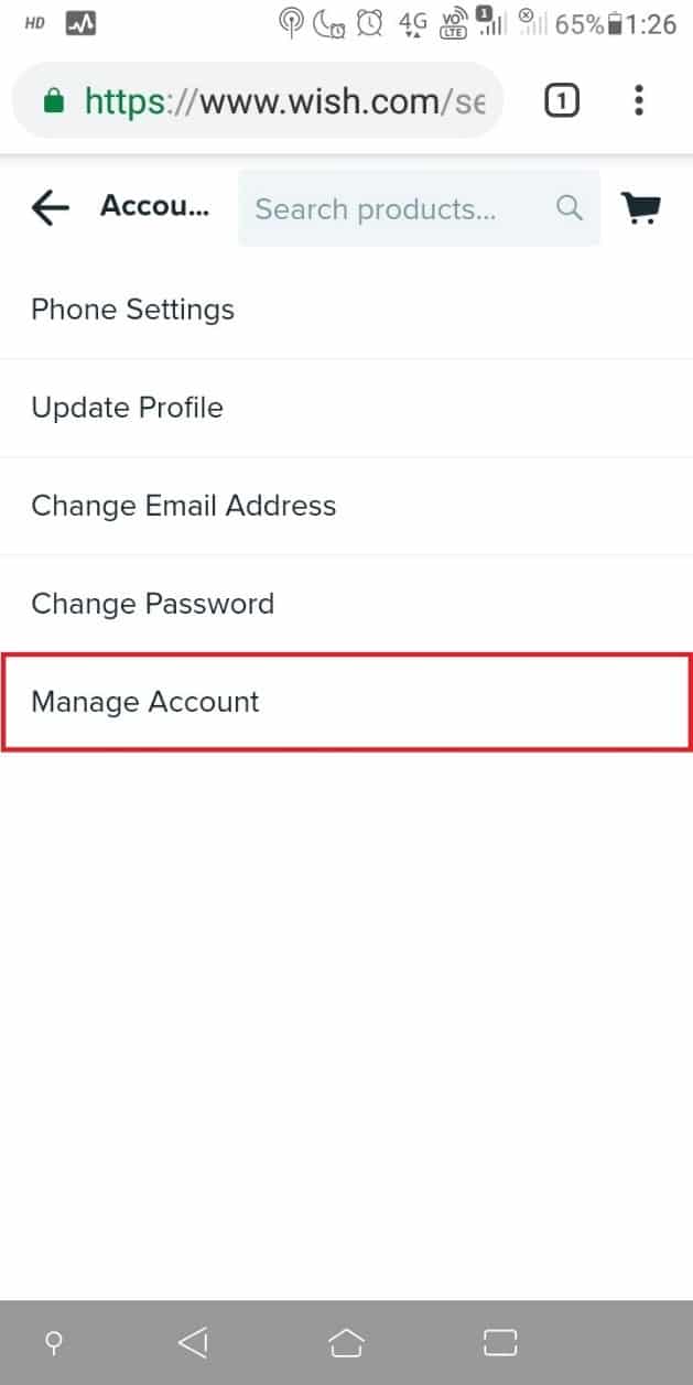 Tap on Manage Account