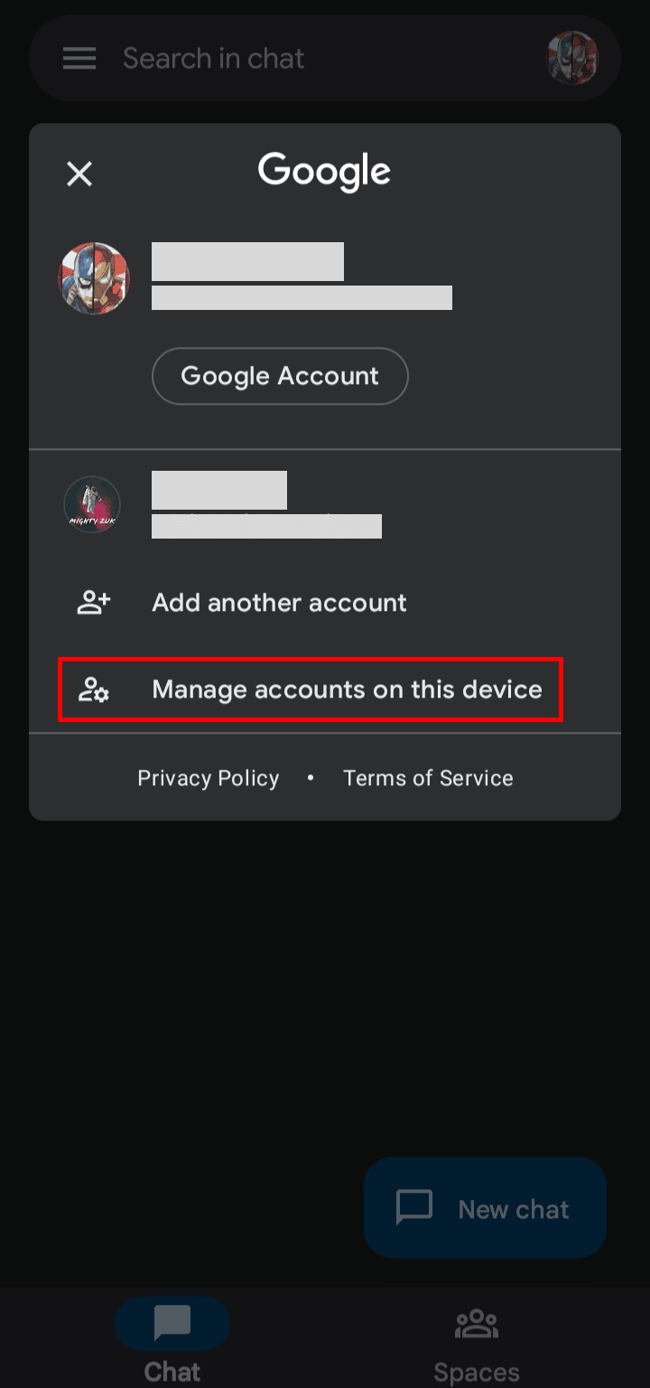 Tap on Manage accounts on this device option.