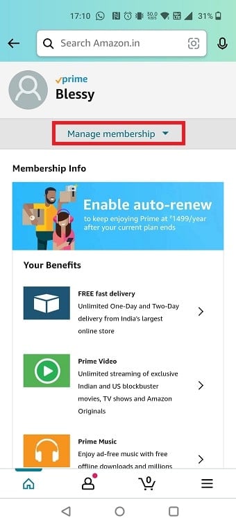 Tap on Manage membership | How to Cancel Amazon FreeTime Without Device | Amazon FreeTime charge on credit card