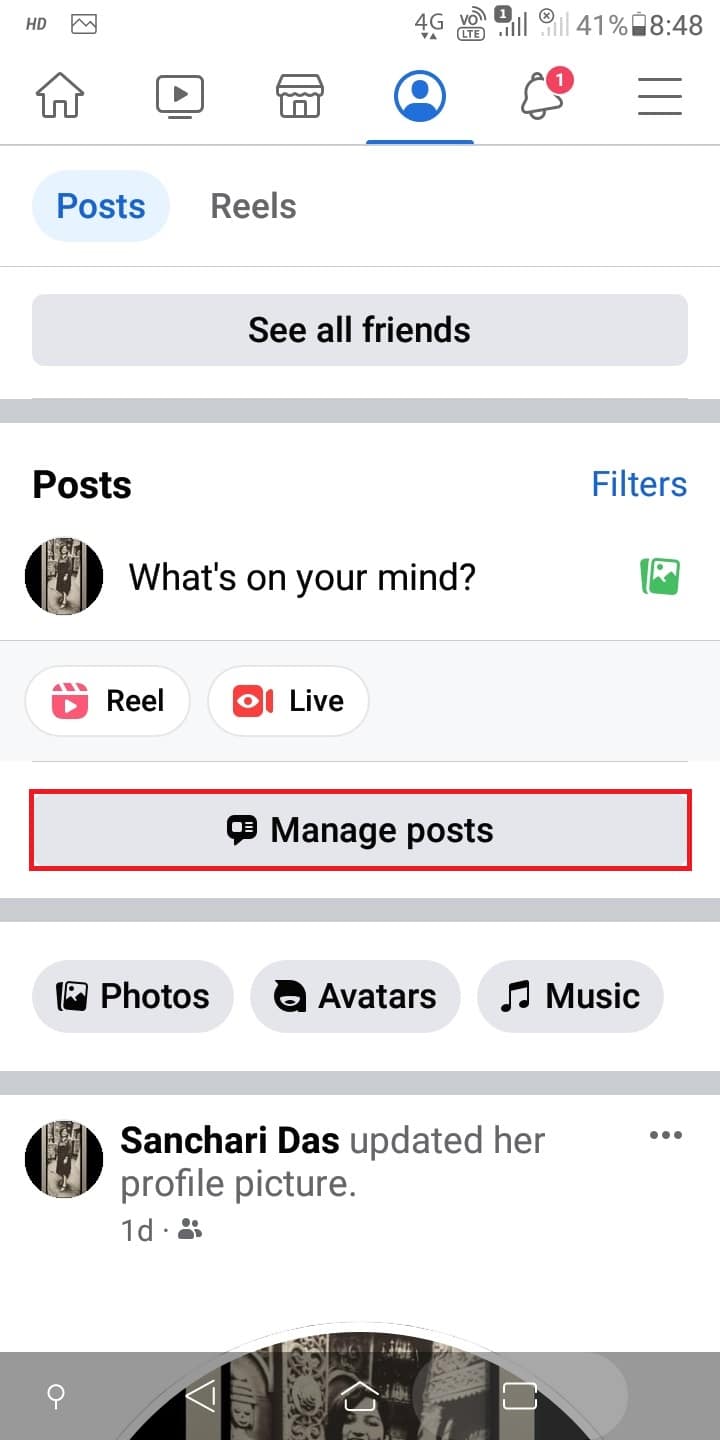 Tap on Manage posts to manage all your posts. This is a special feature of Facebook where you can see all your old photos by adding filters like the year, by whom the post was posted, and many more specifications. | How to Delete All Your Facebook Pictures