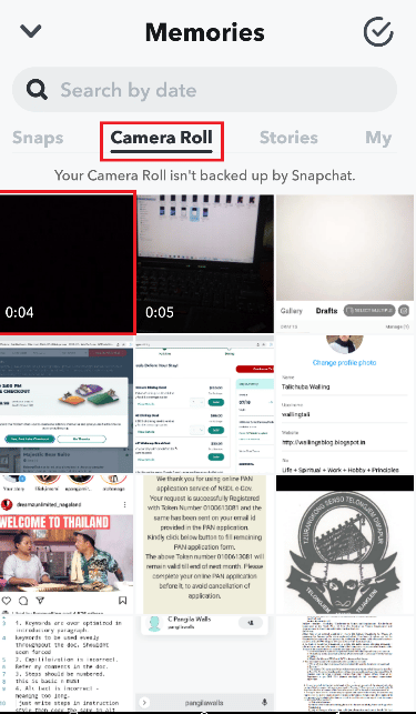 Toca el vídeo Memories Camera Roll. Cómo revertir un vídeo en Snapchat
