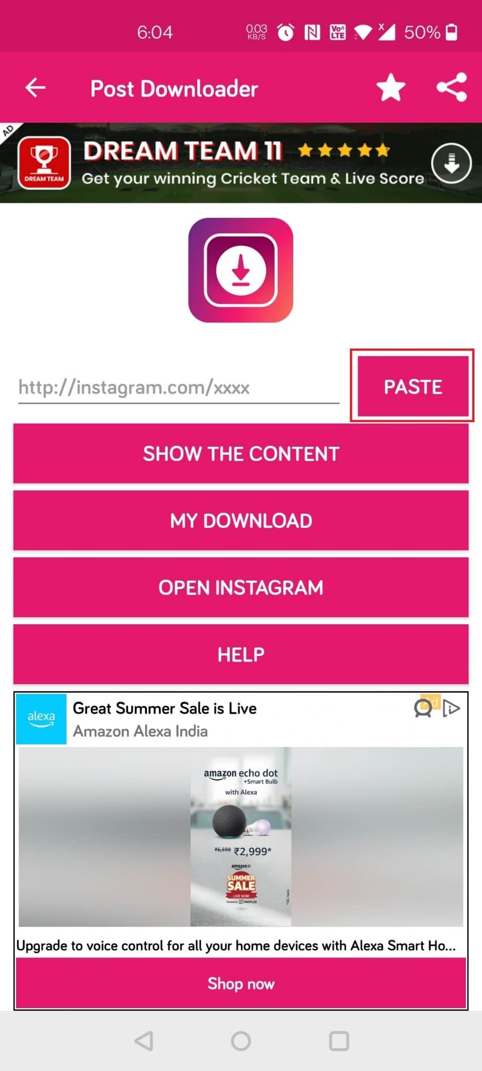 Tap on Paste to paste the URL and save the post | Can You See People’s Deleted Instagram Pictures