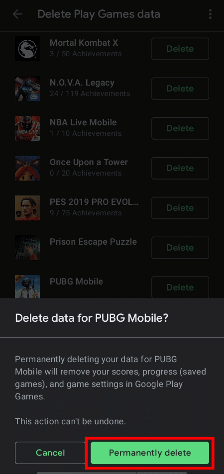 tap on Permanently delete to delete the account permanently | How to Delete Your PUBG Mobile Account Permanently