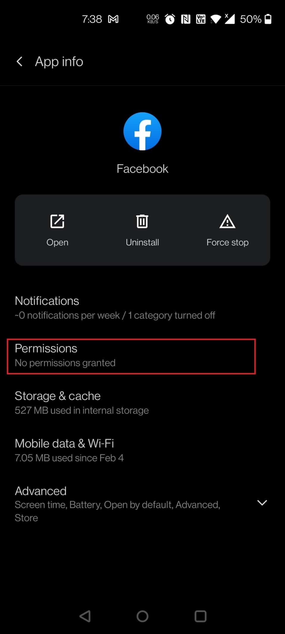 tap on Permissions