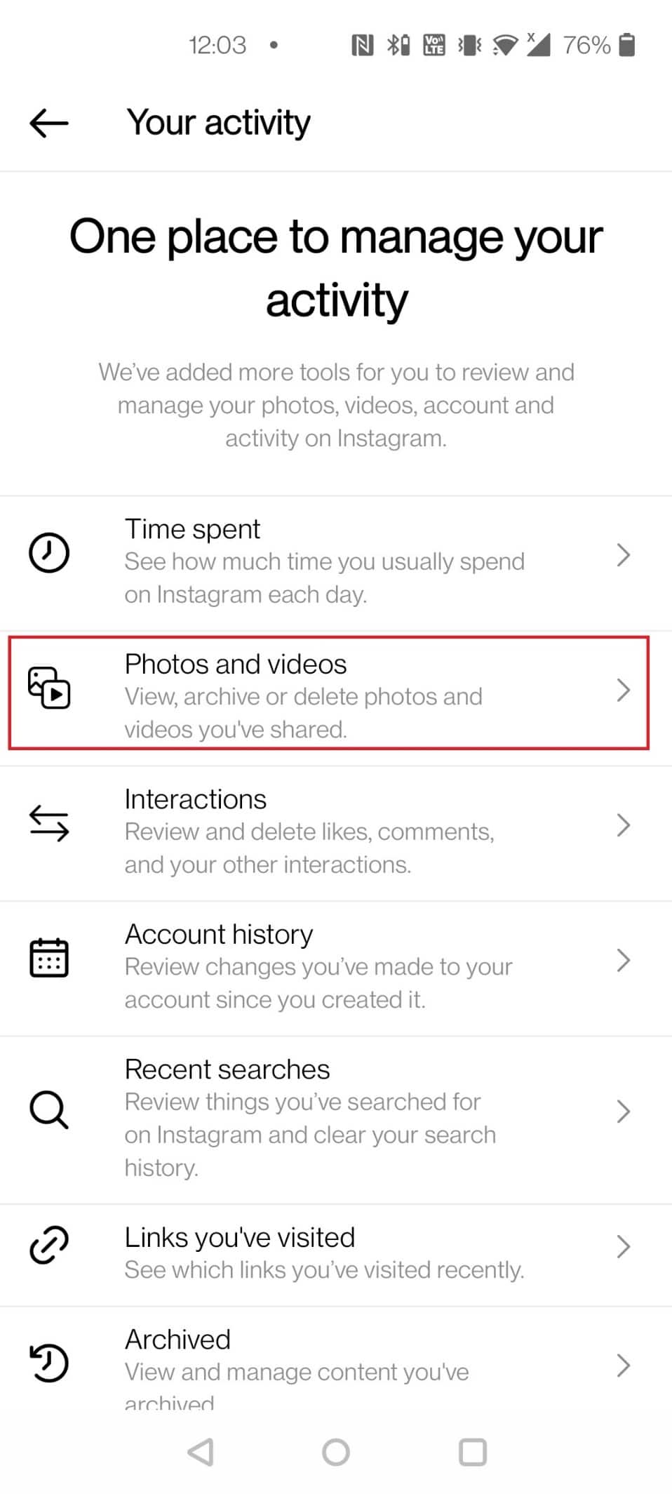 Tap on Photos and videos