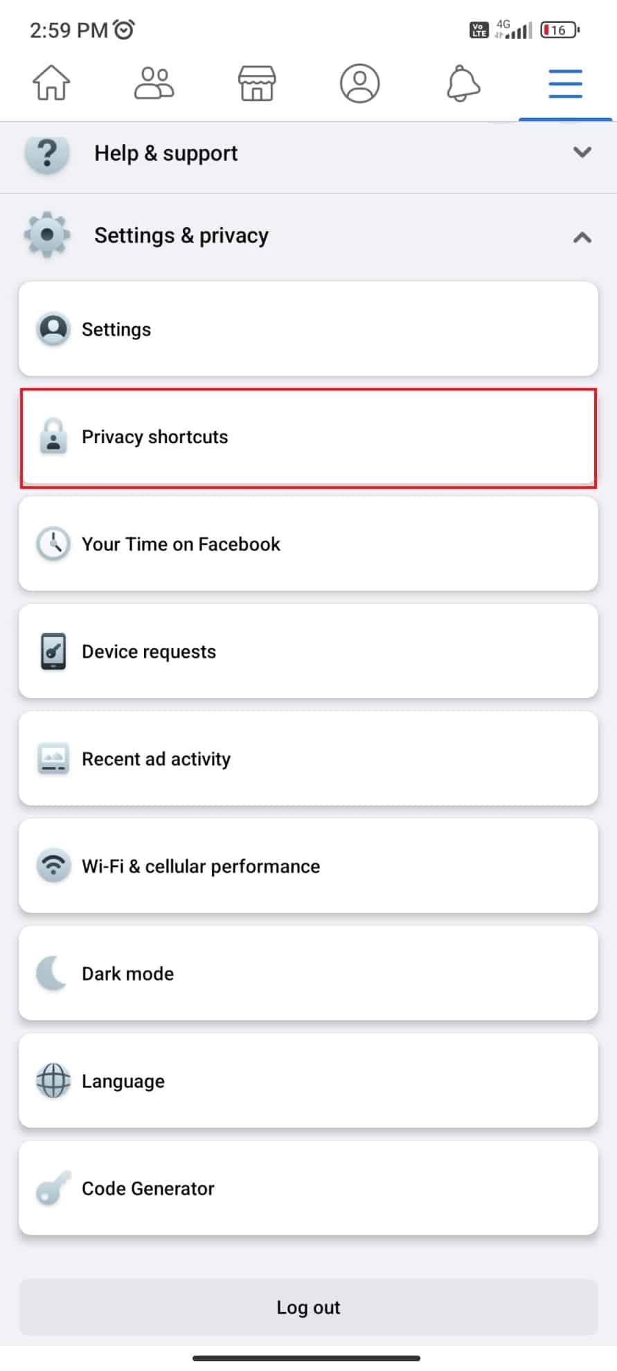 Tap on Privacy shortcuts. How to Turn Off Facebook Suggested for You Posts
