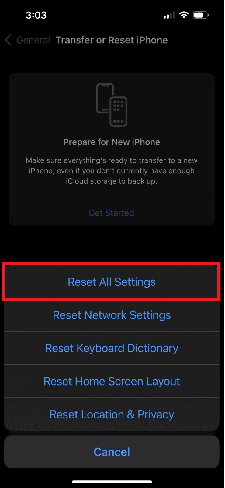 Stuknij w Resetuj wszystkie ustawienia. | Głośność połączeń iPhone'a jest zbyt niska po aktualizacji