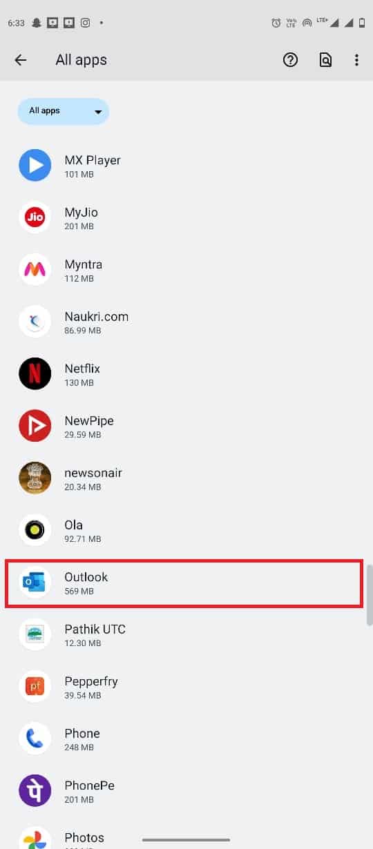 tap on See all apps, then locate and tap on Outlook | Outlook app calendar push notifications on Android