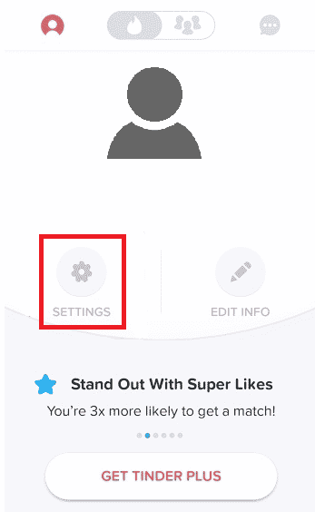 Tap on Settings. | How to Delete Matches on Tinder