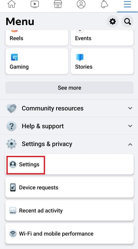 Tap on Settings. What determines people you may know on Facebook