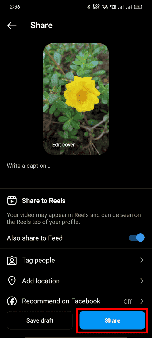 Tap on Share to share the video. | How to Create Instagram Reels like a Pro