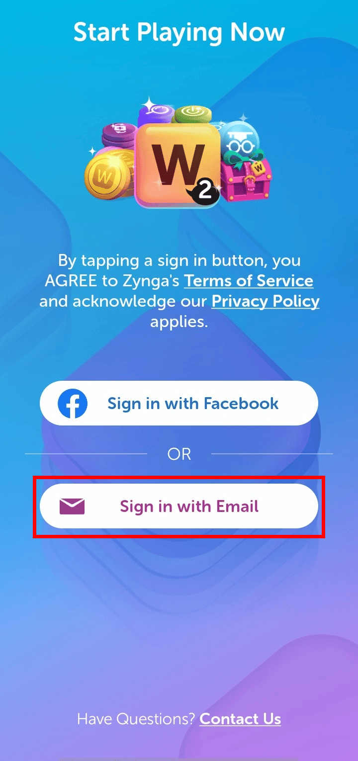 Tap on Sign in with Email