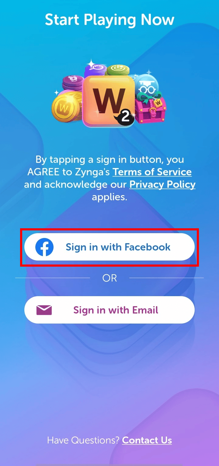 Tap on Sign in with Facebook.