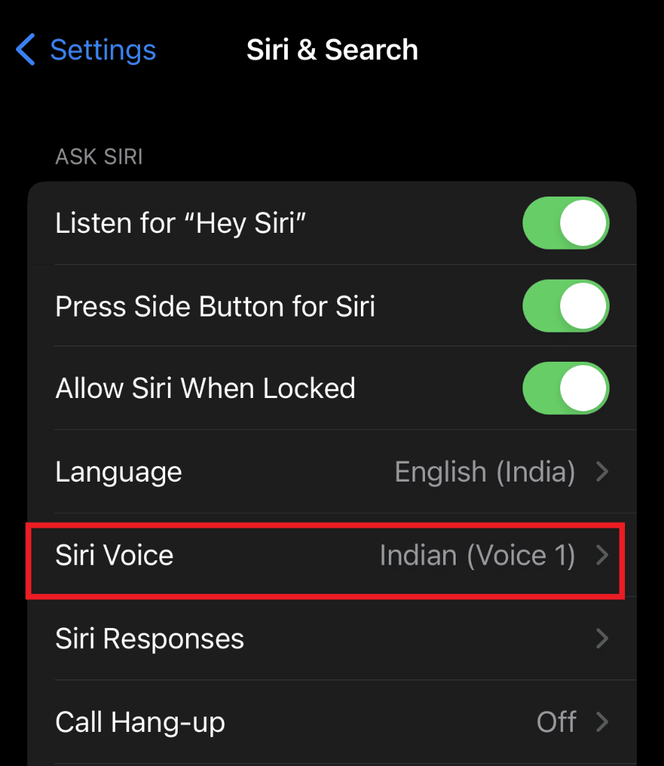 Tap on Siri Voice. Why Does my Siri Sound Weird?