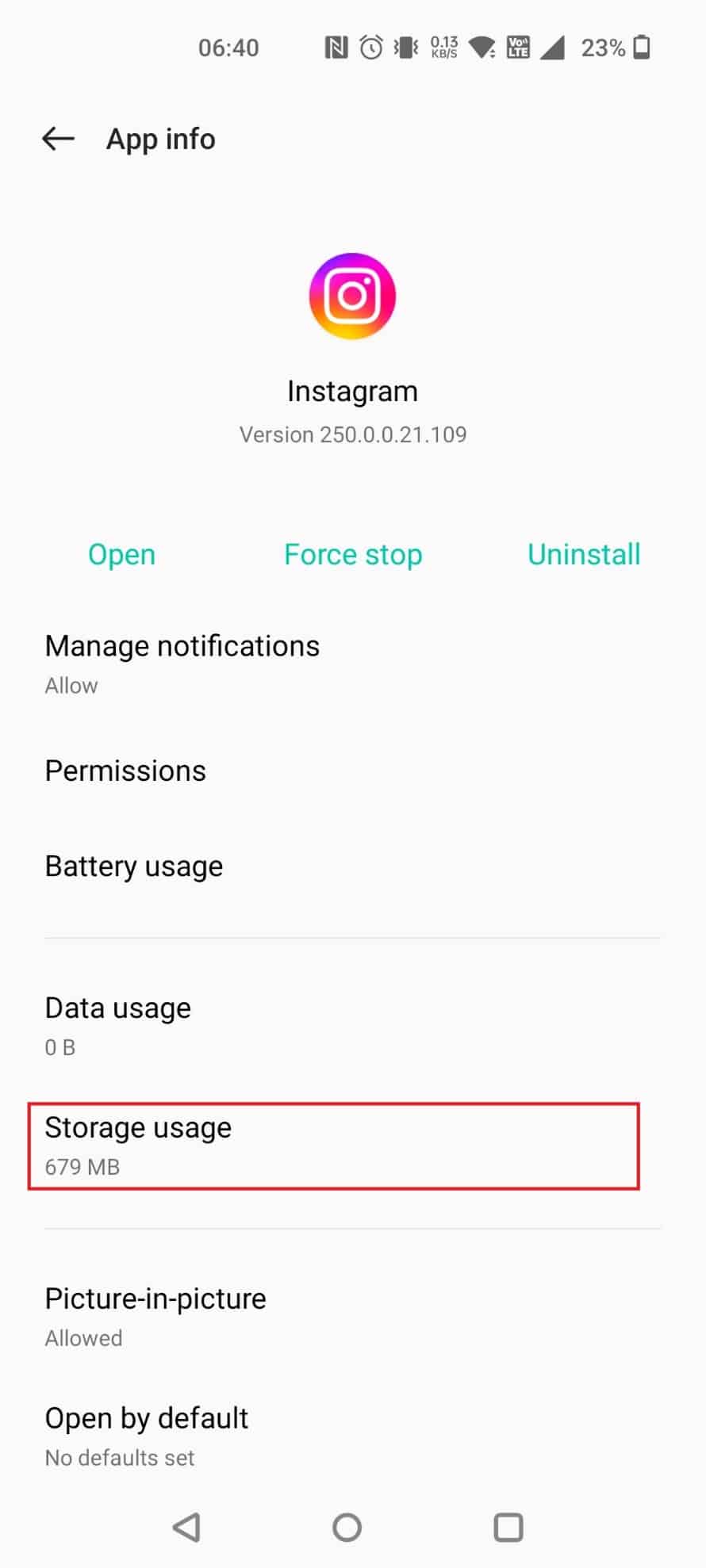 Tap on Storage usage