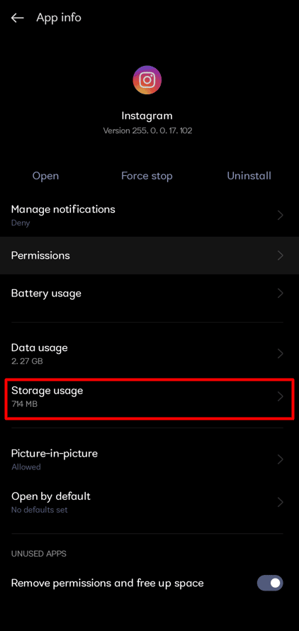 Tap on Storage use. - Clear Your Instagram Cache. 5