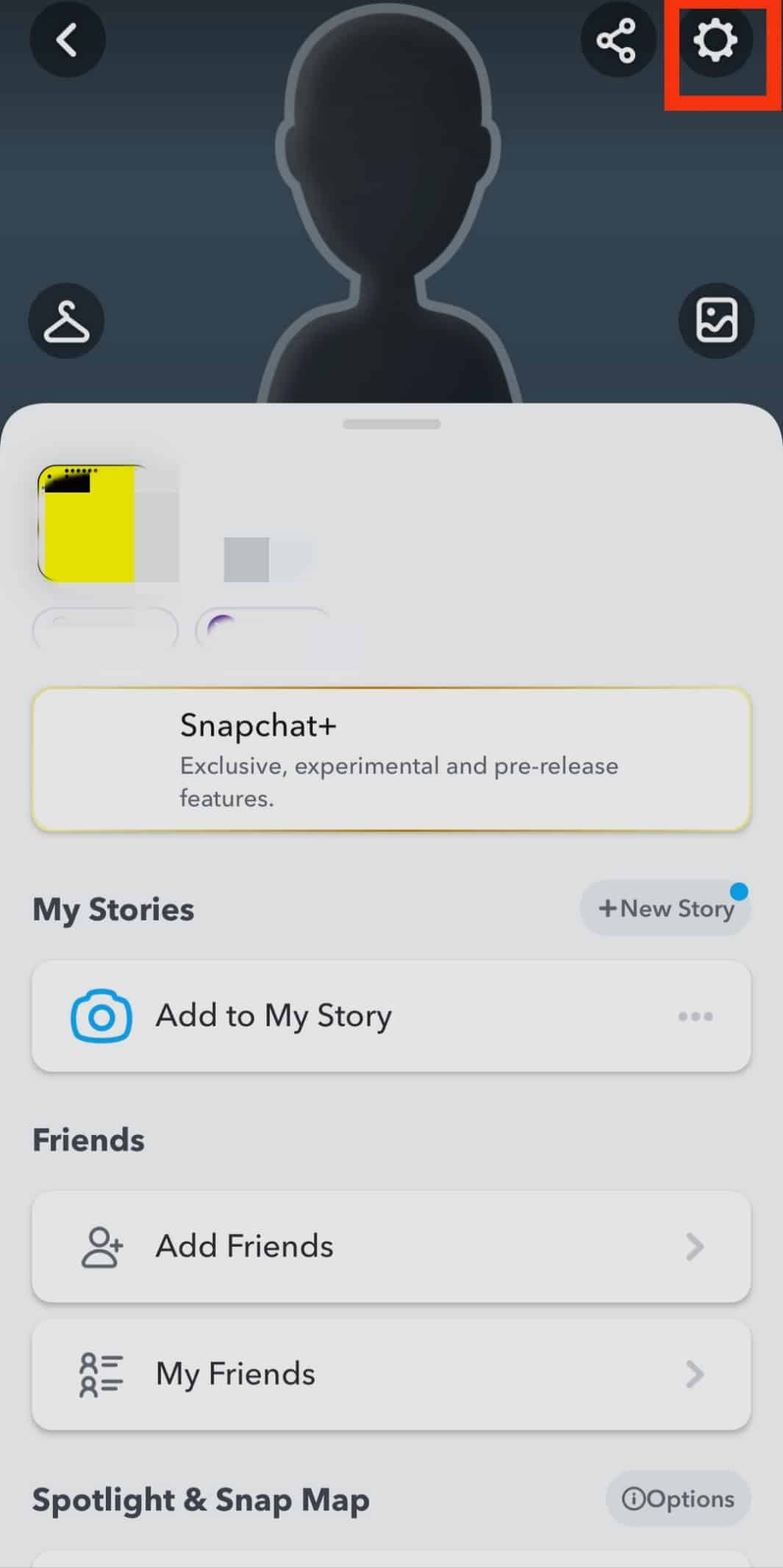 Tap on that gear icon. | How to Remove Phone Number from Snapchat