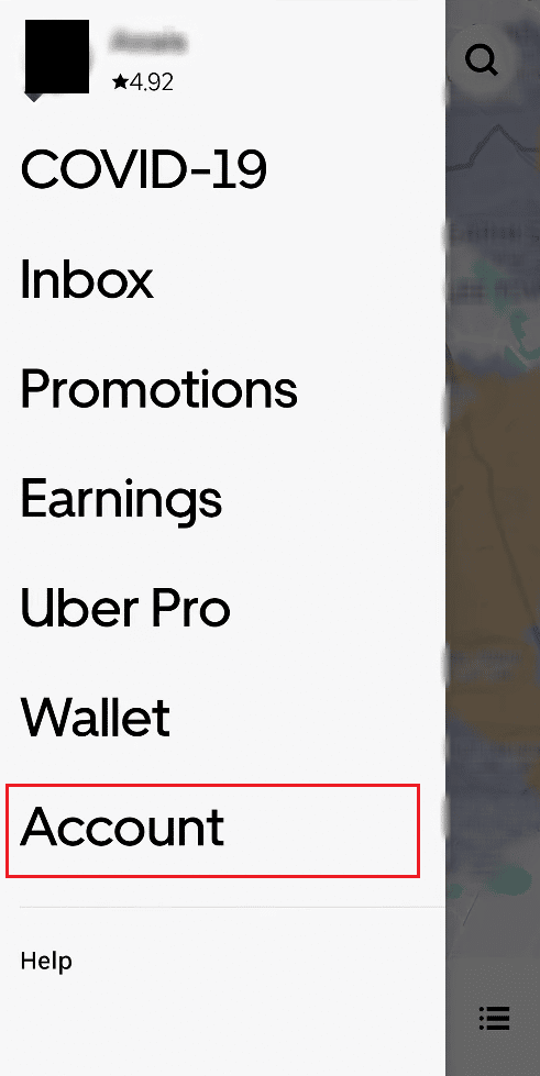 tap on the Account option from the menu options