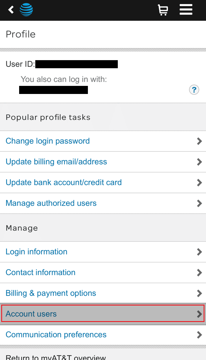 tap on the Account users option from the list