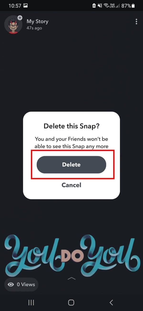 tap on the Delete option in the confirmation box.