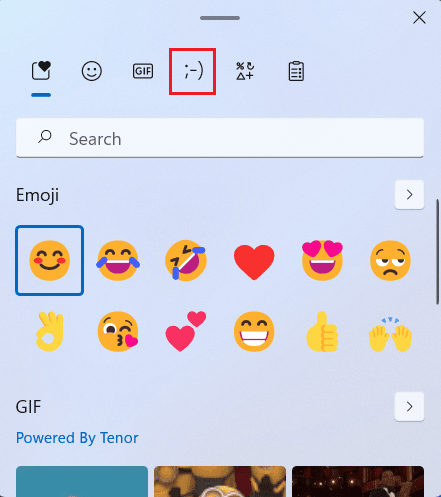 haga clic en la pestaña Emoticones | Cómo escribir el emoji de encogimiento de hombros ¯_(ツ)_/¯ de una sola vez