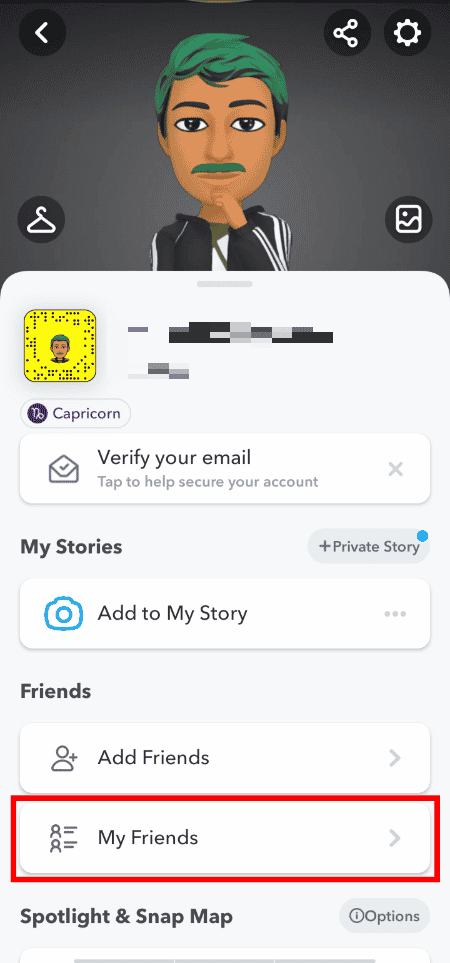 tap on the My Friends option