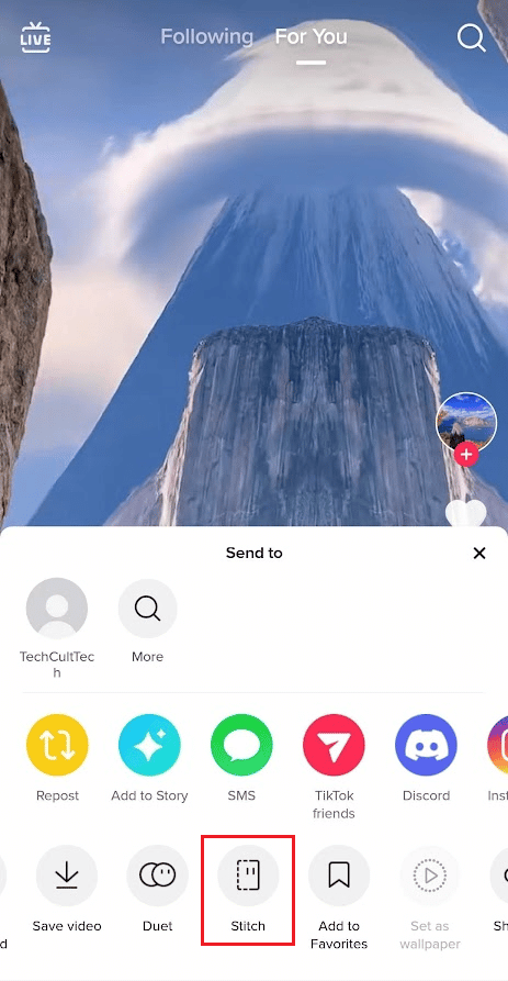 tap on the Stitch option | get more views on your TikTok videos
