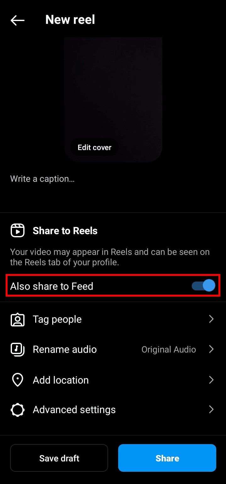 Tap on the Also share to Feed option to disable it.