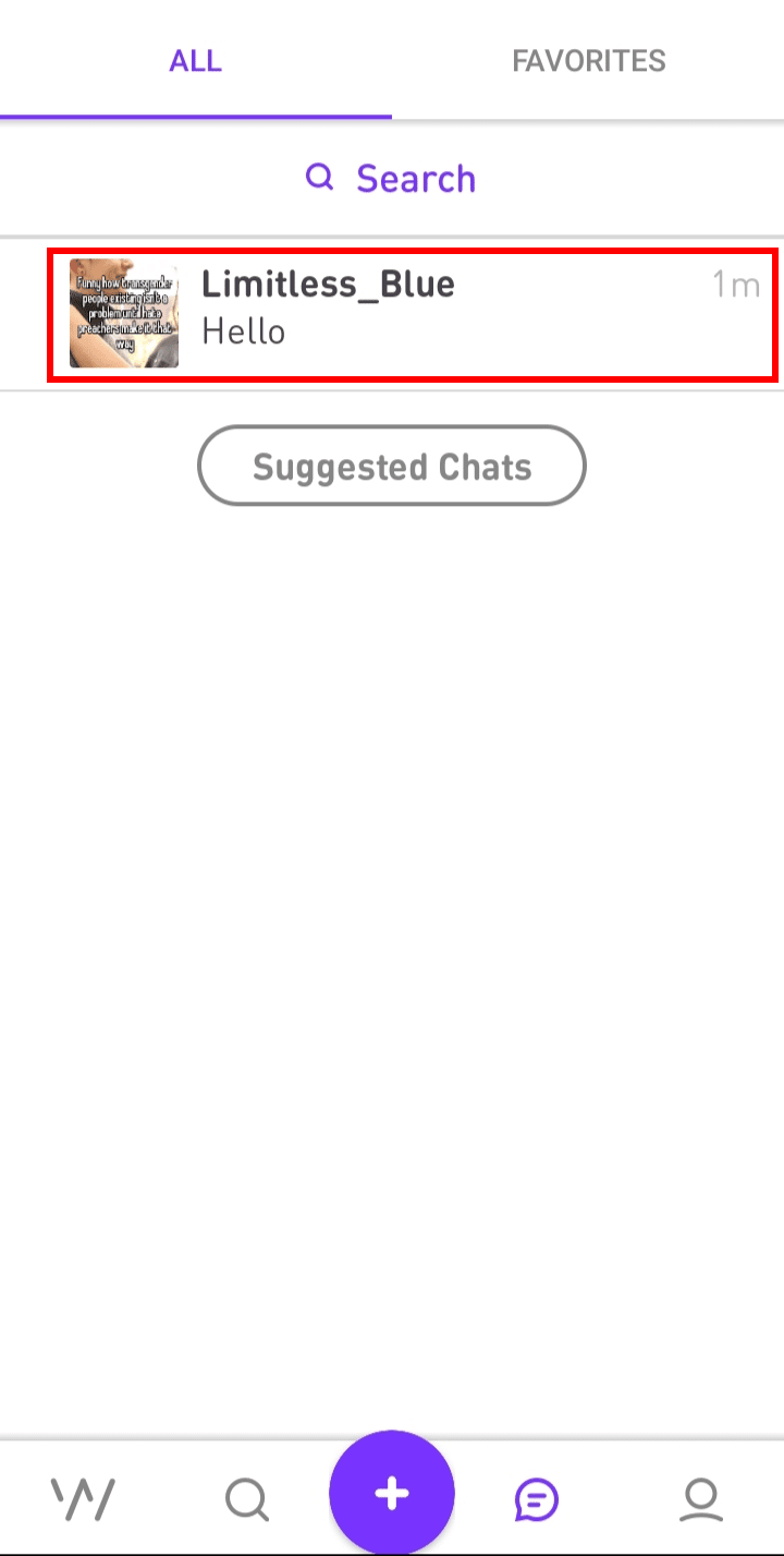 Tap on the chat you want to view or search for the chat | search user names in Whisper | How to View Someone's Whisper Profile