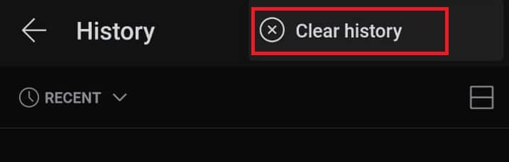 tap on the Clear history option