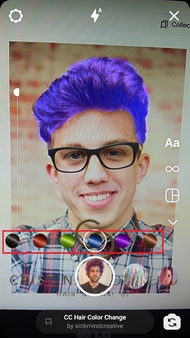 tap on the color you want to try | How to Get Hair Color Filter on Instagram