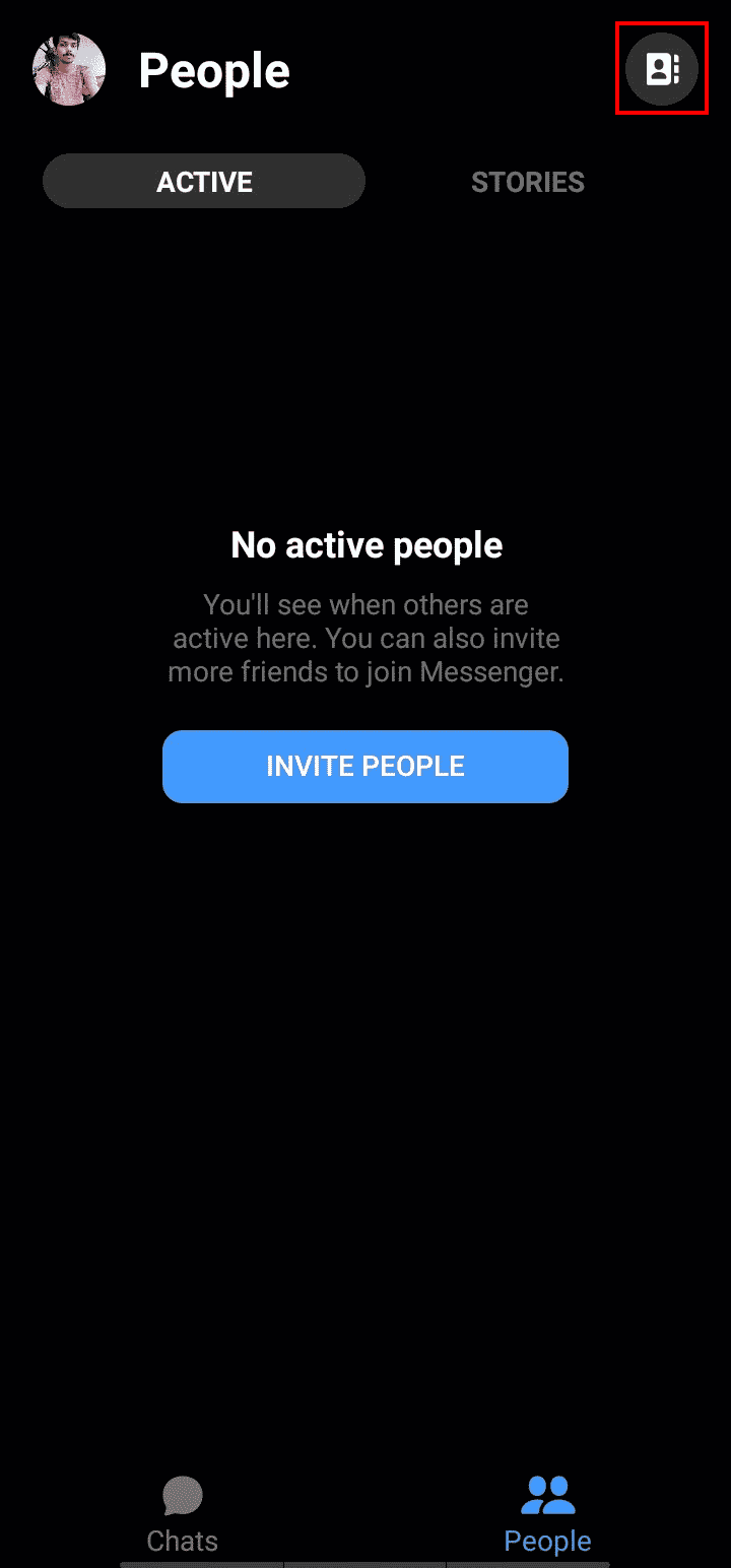 Tap on the Contacts icon at the top right of the screen | vanish mode on Messenger