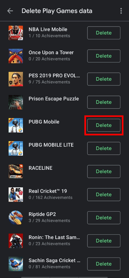 Tap on the Delete button, beside the PUBG Mobile.