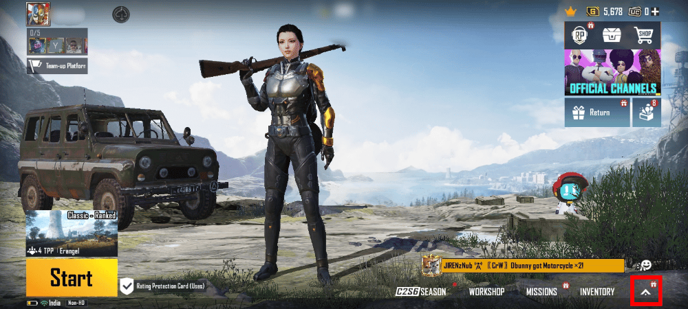Tap on the downwards facing arrow icon. | How to Delete Your PUBG Mobile Account Permanently