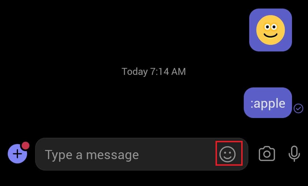 Tap on the emoji icon in the chat text area.