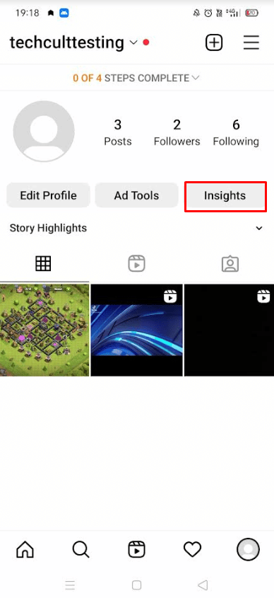 Tap on the Insights button under your Instagram bio | How to See Who Saved Your Instagram Post