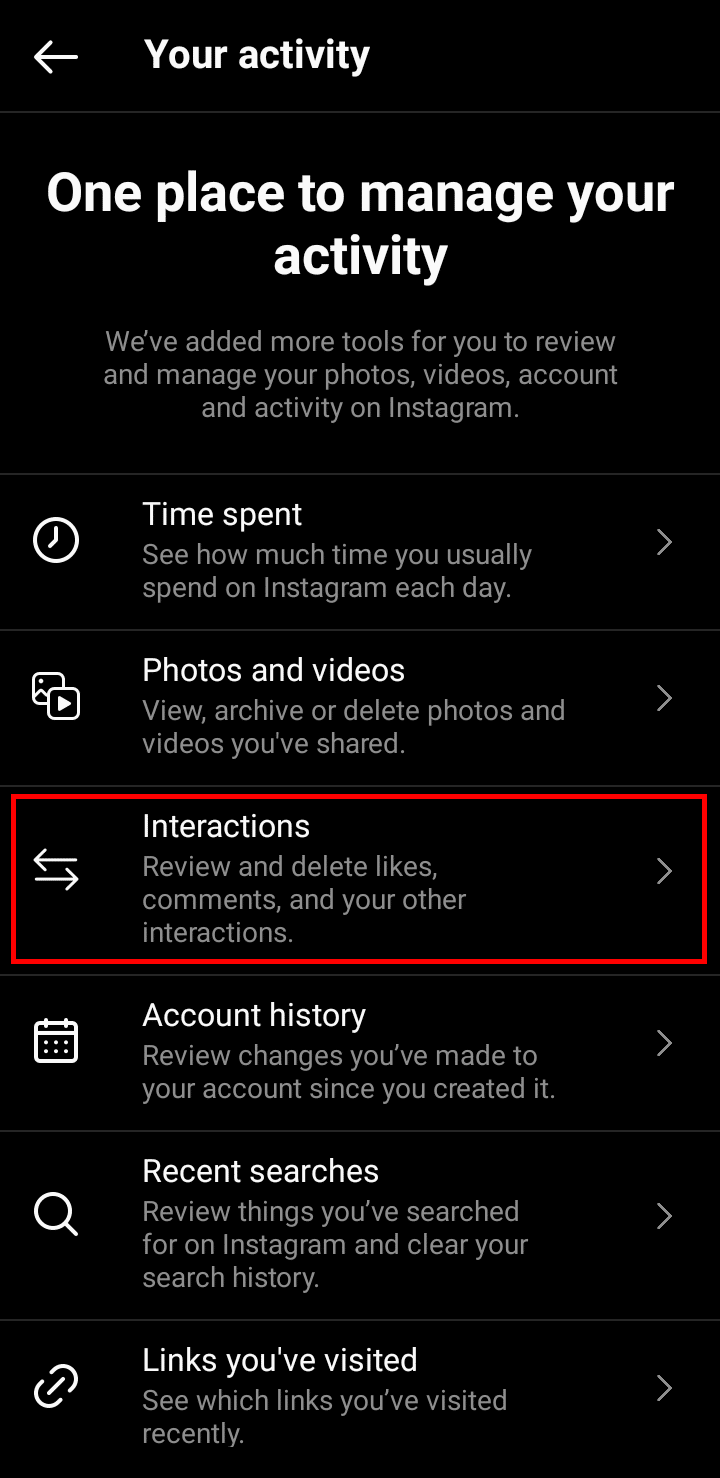 Tap on the Interactions option.