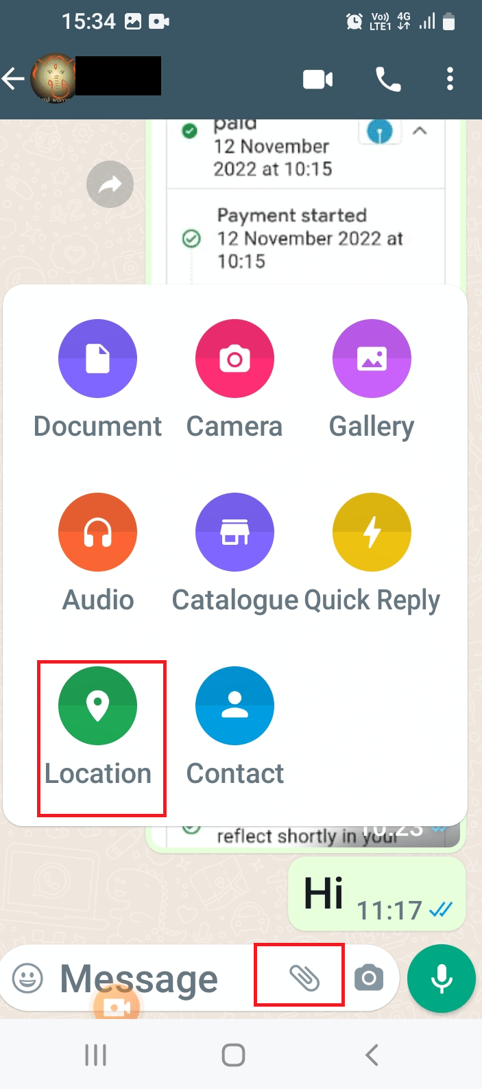Tap on the Location option