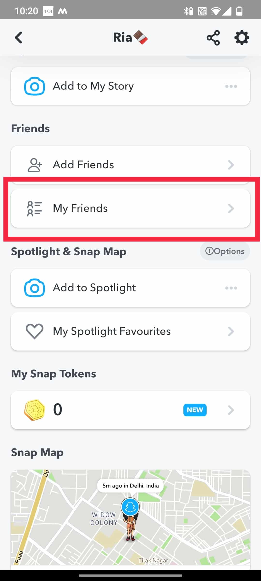 Tap on the My Friends option | Can snapchat be traced