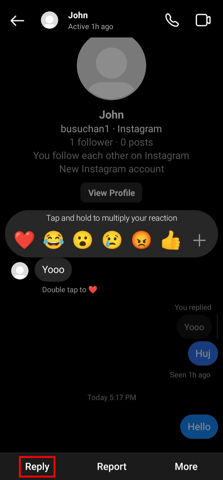 Tap on the Reply option at the bottom. | unable to reply to specific message on instagram